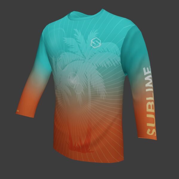 Performance Long Sleeve Shirt - Tropical - Turquoise/Orange Thumbnail
